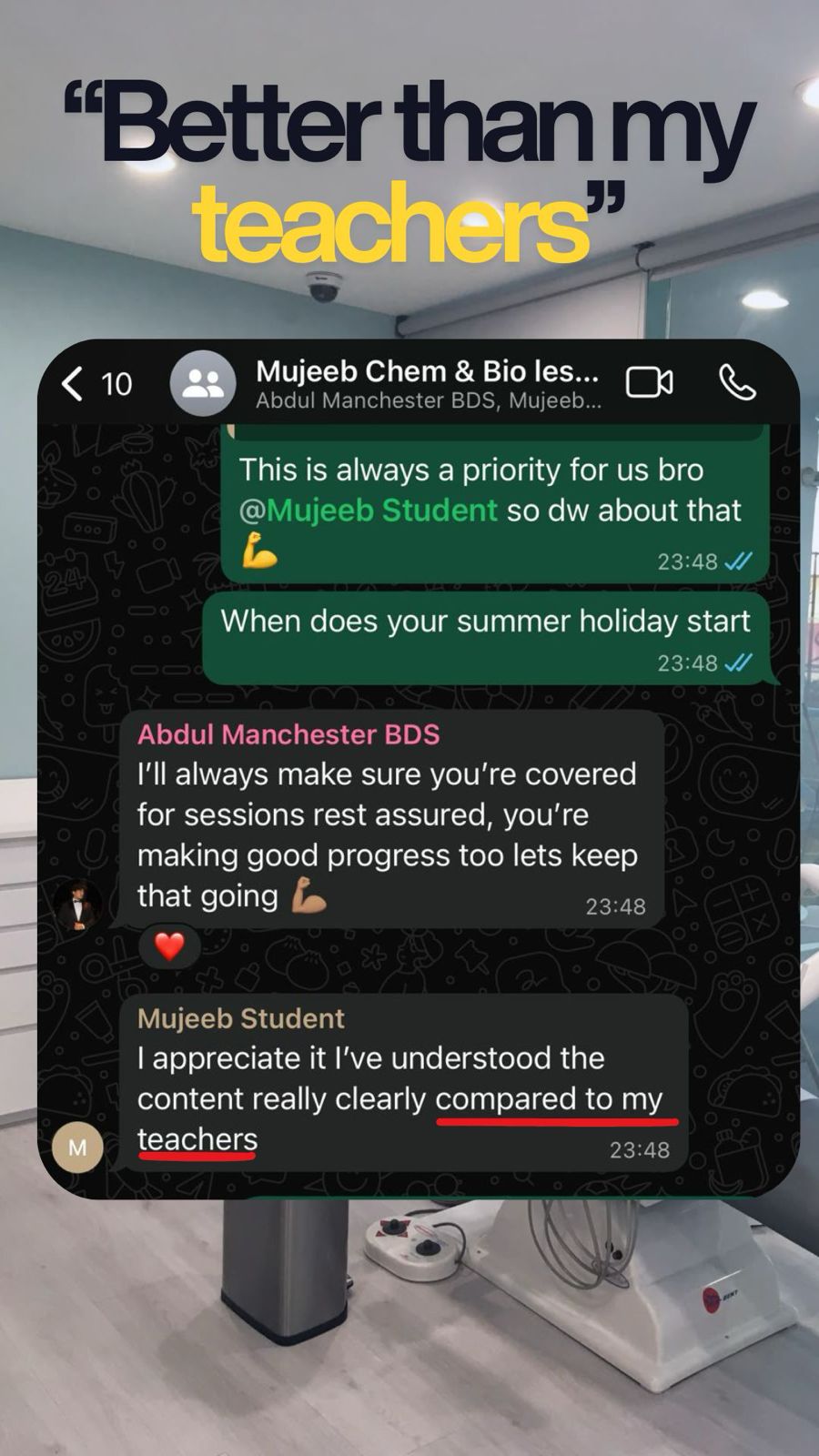Verified WhatsApp message from a StudySmart family